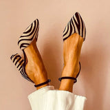 Filipa - Sapatos Zebra de Salto Bloco