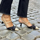 Diana - Sapatos Bicolores com Tira Cruzada