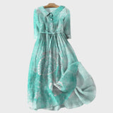 Guiomar – Vestido Turquesa com Motivo Natural
