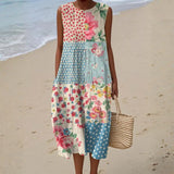 Inês - Vestido Floral Azul e Terracota
