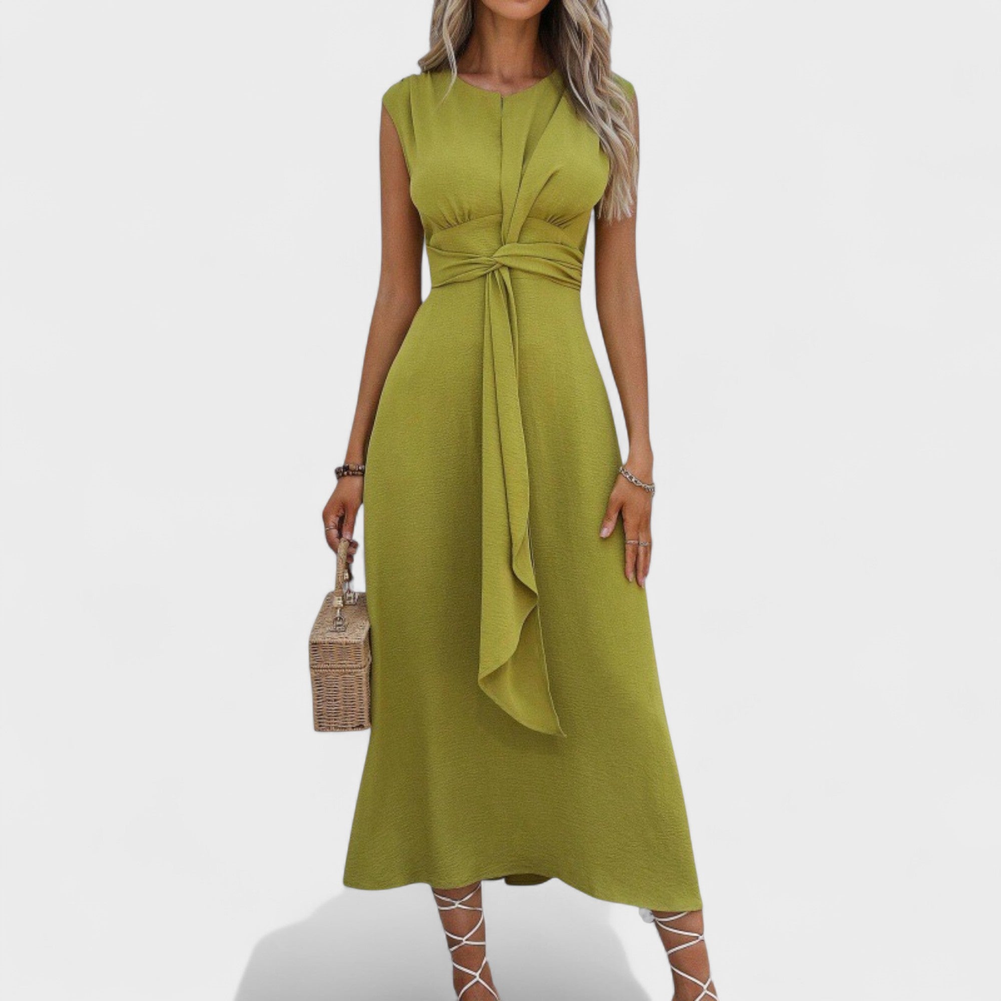 Emília - Vestido maxi elegante sem mangas e gola redonda