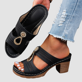 Sofia - Mules de Salto com Aplicação Brilhante