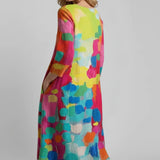 Rita - Vestido Fluido Artístico com Decote em V