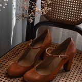 Rita - Sapatos Camel com Presilha