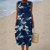 Amália - Vestido Floral Azul Marinho