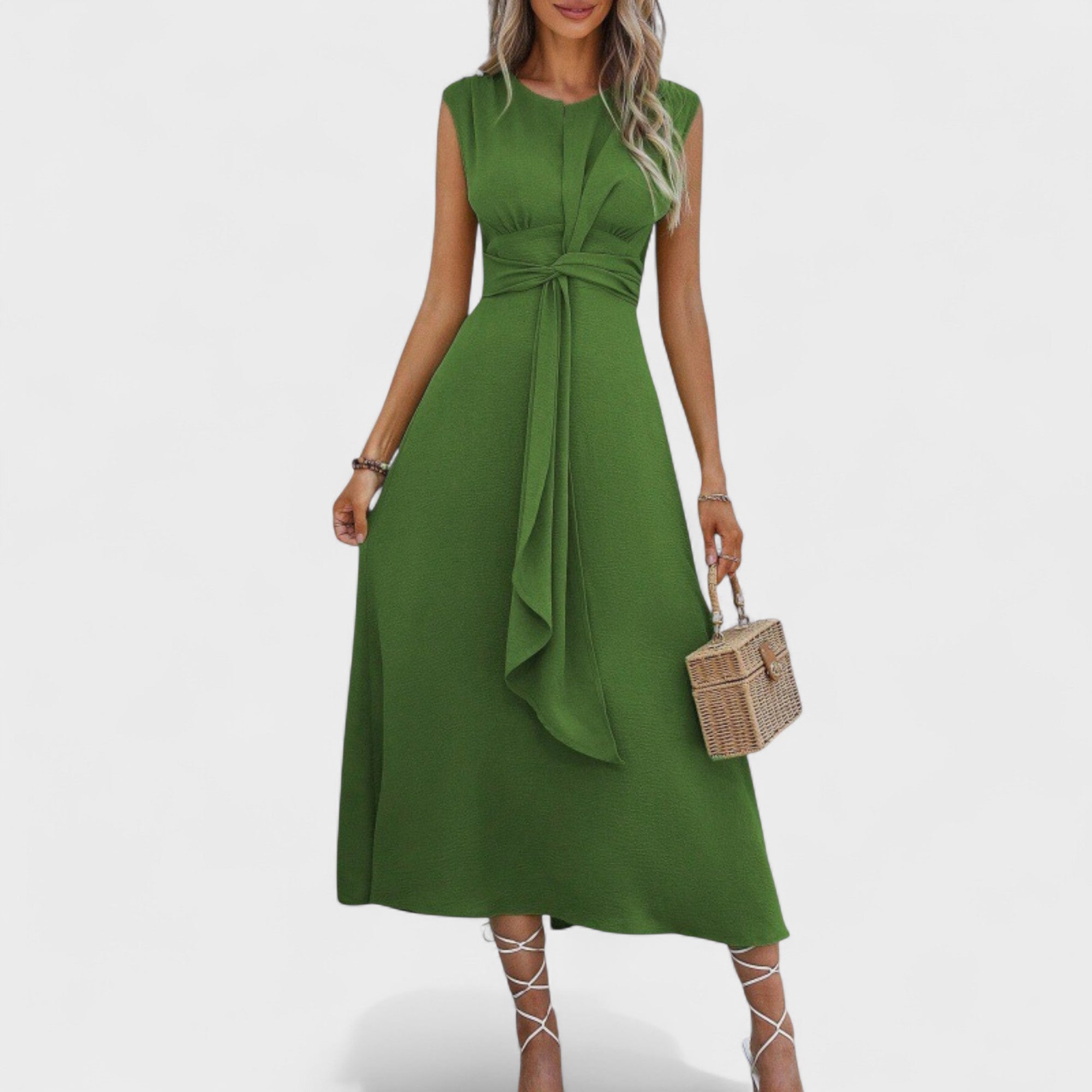 Emília - Vestido maxi elegante sem mangas e gola redonda