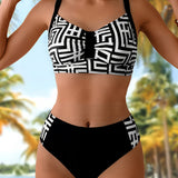 Helena - Biquíni elegante de duas peças com padrão