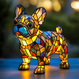 Bulldog Francês - Lâmpada em Vitrais
