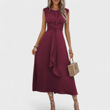 Emília - Vestido maxi elegante sem mangas e gola redonda