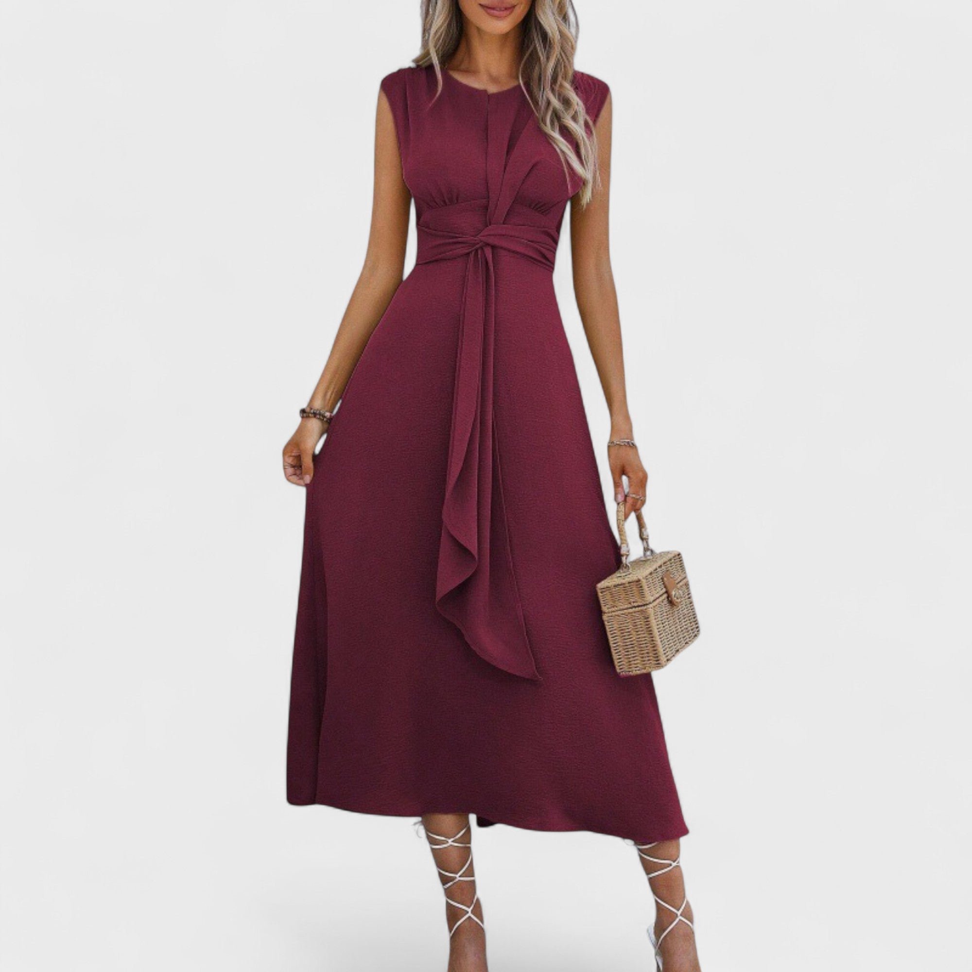 Emília - Vestido maxi elegante sem mangas e gola redonda