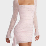 Sónia - Vestido Mini com Brilho e Decote