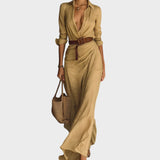 Júlia - Vestido maxi justo de manga comprida