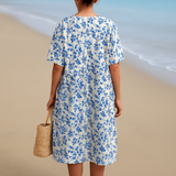 Magnolia - Vestido Floral Porcelana