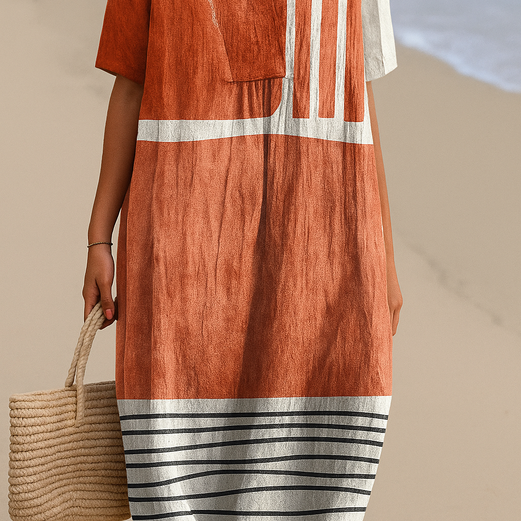 Selene - Vestido Gráfico Terracota