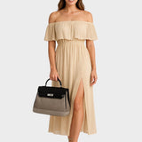 Emília - Bolsa de lona em pele de vaca