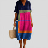 Isadora - Vestido de Blocos Coloridos Vibrantes