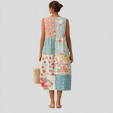 Inês - Vestido Floral Azul e Terracota