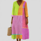 Fátima – Vestido Patchwork Multicolorido