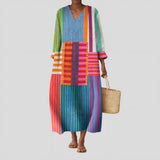 Eva - Vestido Longo Multicolorido em Patchwork