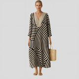 Clara - Vestido Midi com Padrão Ondulado