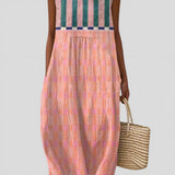 Isabel - Vestido Geométrico em Tons Pastel