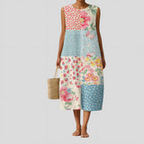 Inês - Vestido Floral Azul e Terracota