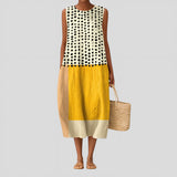 Helena - Vestido Pontilhado com Blocos de Cor