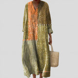 Anabela - Vestido Patchwork Tons Terra
