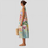 Milene - Vestido Fluido com Efeito Aquarela Elegante