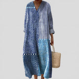 Camila - Vestido Patchwork em Tons de Azul
