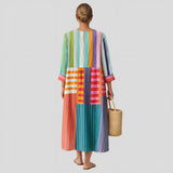Eva - Vestido Longo Multicolorido em Patchwork