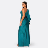 Caetana – Vestido Longo Assimétrico com Drapeado