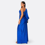 Caetana – Vestido Longo Assimétrico com Drapeado