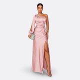 Caetana – Vestido Longo Assimétrico com Drapeado