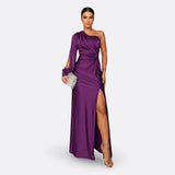 Caetana – Vestido Longo Assimétrico com Drapeado