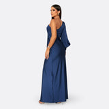 Caetana – Vestido Longo Assimétrico com Drapeado