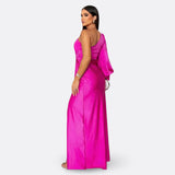 Caetana – Vestido Longo Assimétrico com Drapeado