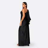 Caetana – Vestido Longo Assimétrico com Drapeado