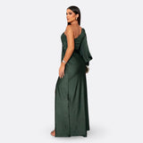 Caetana – Vestido Longo Assimétrico com Drapeado