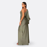 Caetana – Vestido Longo Assimétrico com Drapeado