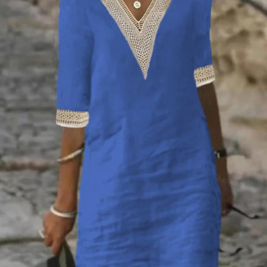 Camila - Vestido Casual de Algodão e Linho