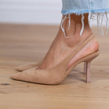 Marta - Sapatos Slingback Nude com Decote em V