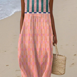 Isabel - Vestido Geométrico em Tons Pastel